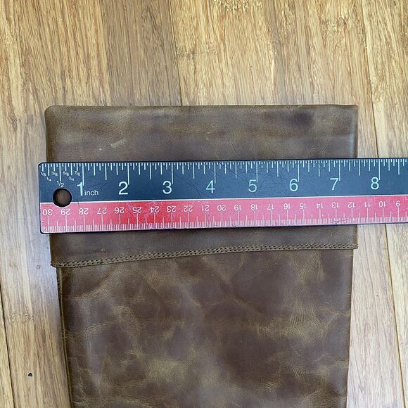 UGG Brown Leather Boots Knee High Tall Pull On Block Heel Riding Womens Size 8 - Picture 13 of 16